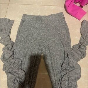 Gray Ruffled scrunched Leggings